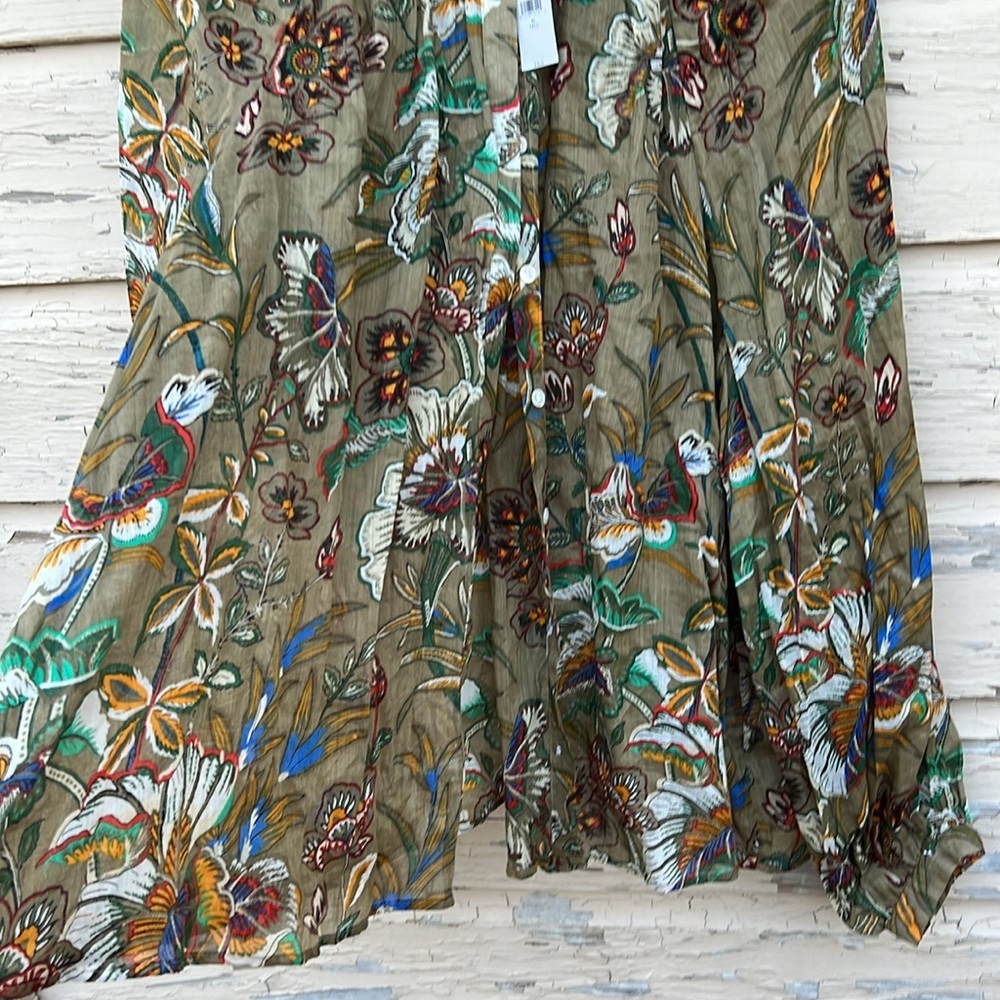 Banana Republic Paisley BoHo Safari Button-Down Oversized Shirt Blouse Top NWT - Picture 6 of 8